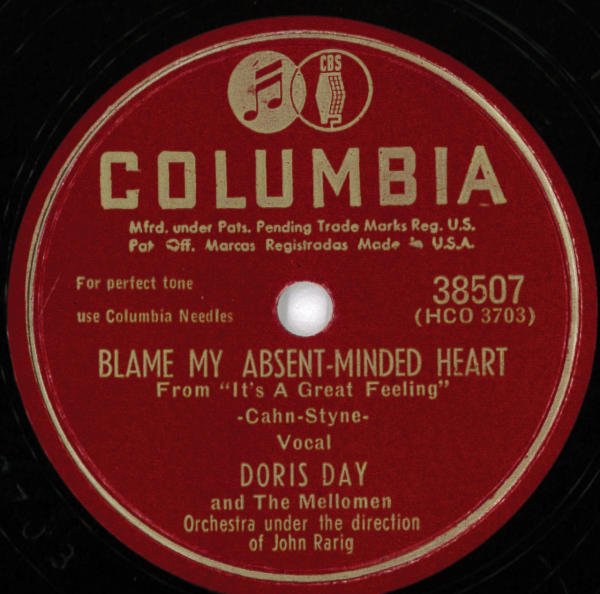 米COLUMBIA 38507 Doris Day: Blame my absent-minded heart/ Now that I need you