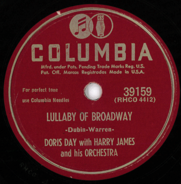 米COLUMBIA 39159 Doris Day w/ Harry James: Lullaby of Broadway/ Would I love you